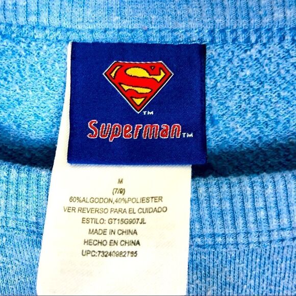 Superman Sweatshirt Blue Juniors M (7/9) - Picture 3 of 3